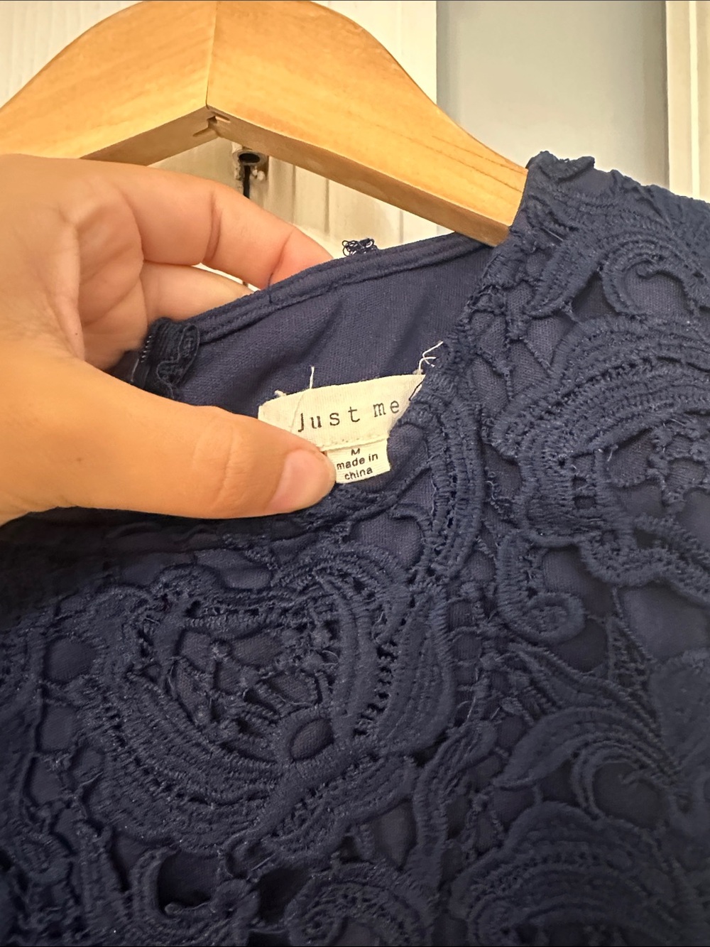 Just Me Navy Floral Lace Sleeveless Mini Dress - Picture 4 of 6